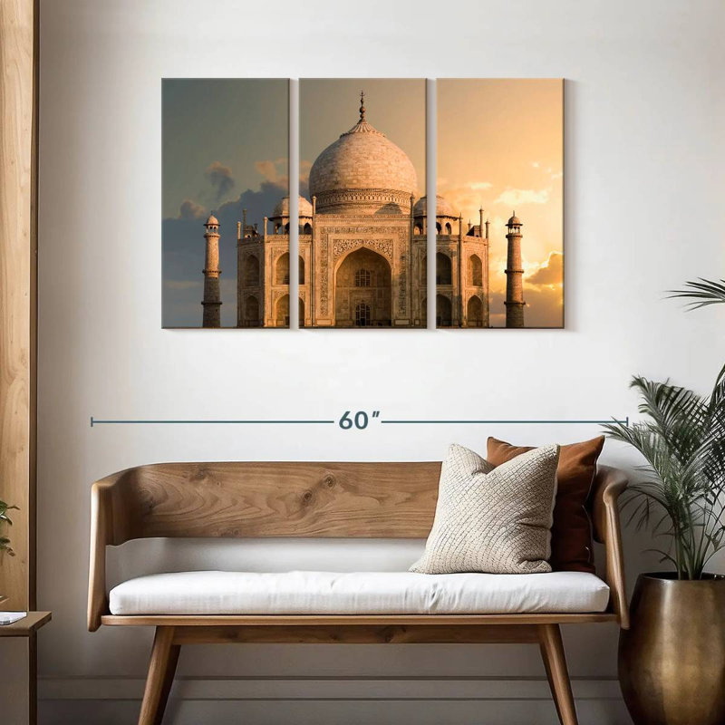 Lever de soleil sur le Taj Mahal, H 28 po x l 45 po