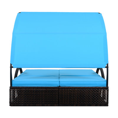 U_STYLE Outdoor Steel Frame Sun Lounger with 5-Level Adjustable Backrest, HDPE Patio Chaise Lounge for Pool and Garden