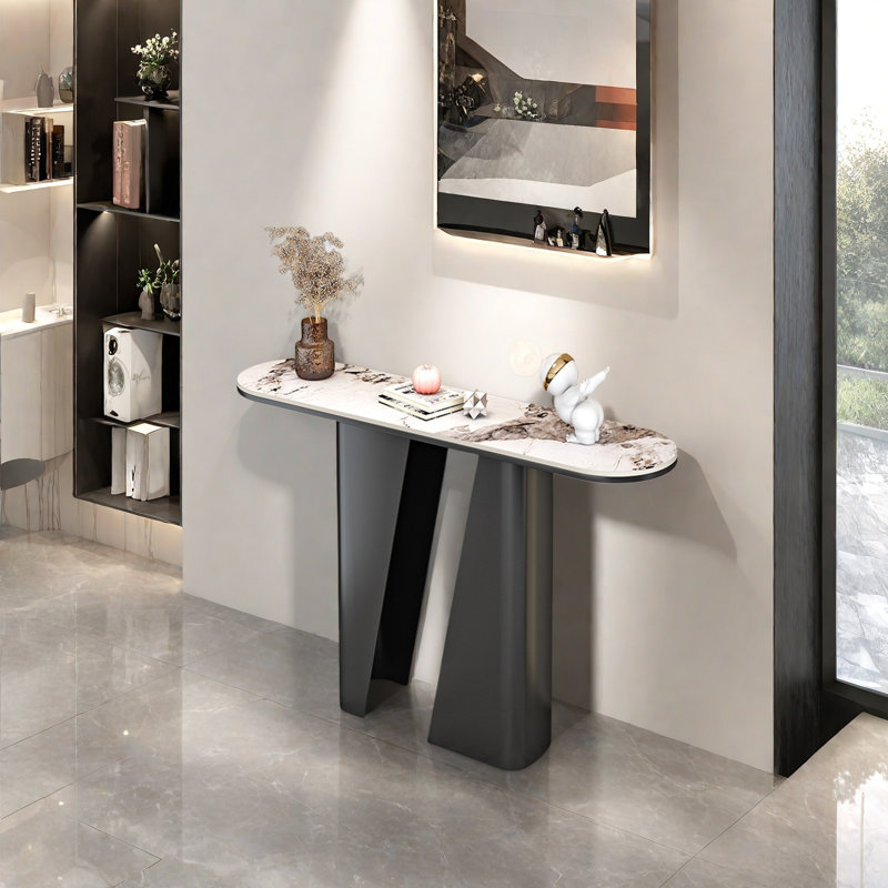 Console Modern Minimalist Art Design, H 33,46 po x l 39,37 po x P 13,78 po, Blanc, Noir