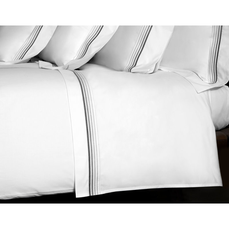 Casale Flat Sheet, King Flat Sheet, White/Gray