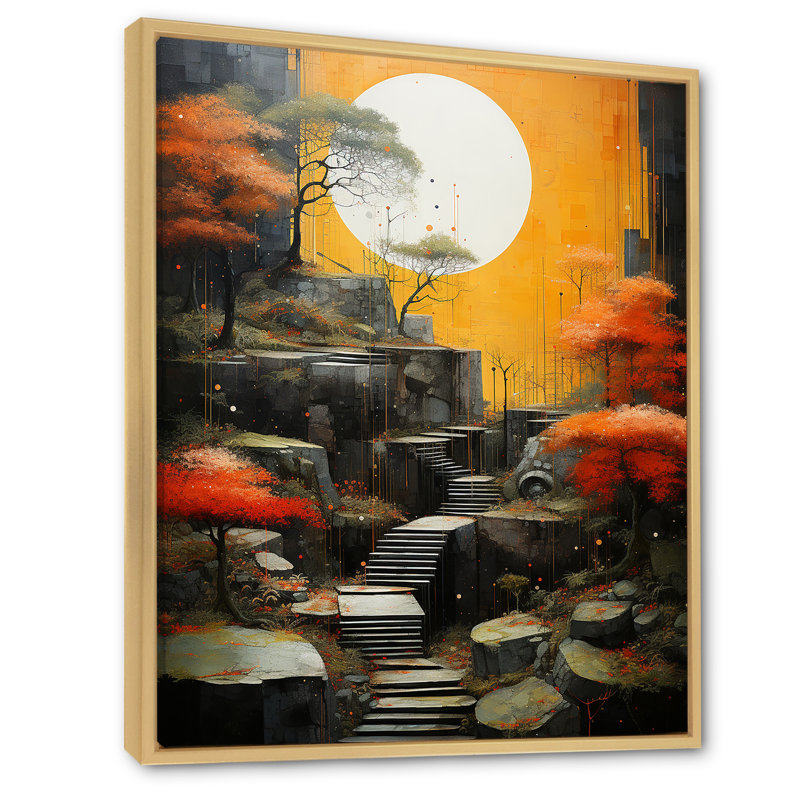 Paysage zen harmonie I - impression, Cadre naturel flottant, H 32 po x l 16 po x P 1 po