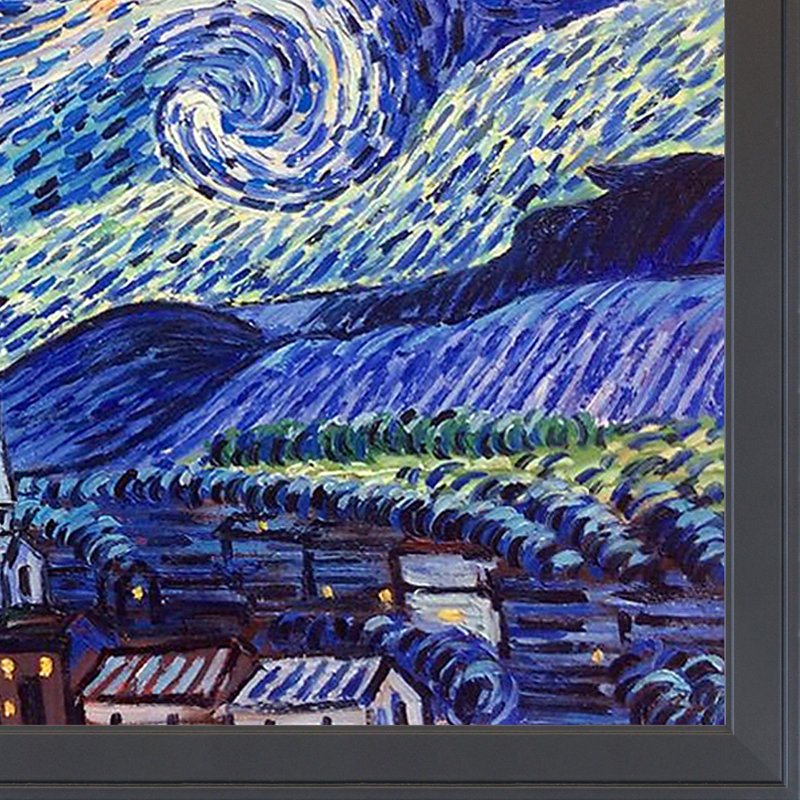 Nuit étoilée par Vincent Van Gogh - peinture sur toile, H 34 po x l 44 po x P 2 po, Cadre noir