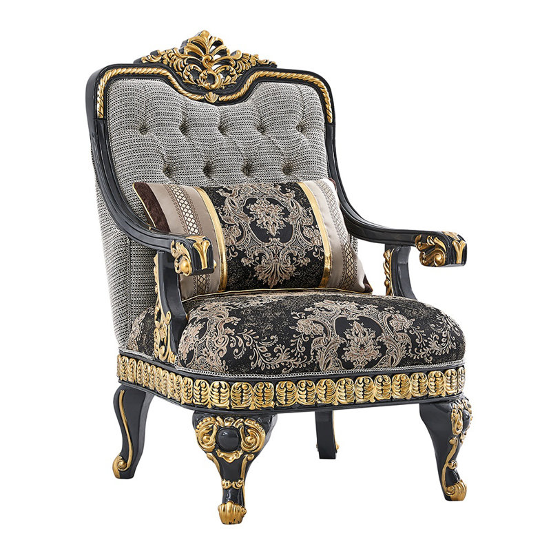Sofa with Lavish Cushioning and Wood Frame