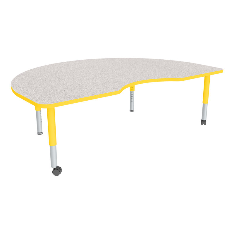 Table d'activité pour enfants à hauteur ajustable avec roulettes, Gris nebula, Jaune
