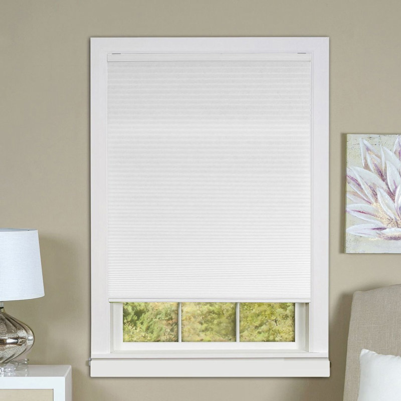 Store plissé alvéolaire en nid d'abeille, Blanc, L 33 po x L 64 po