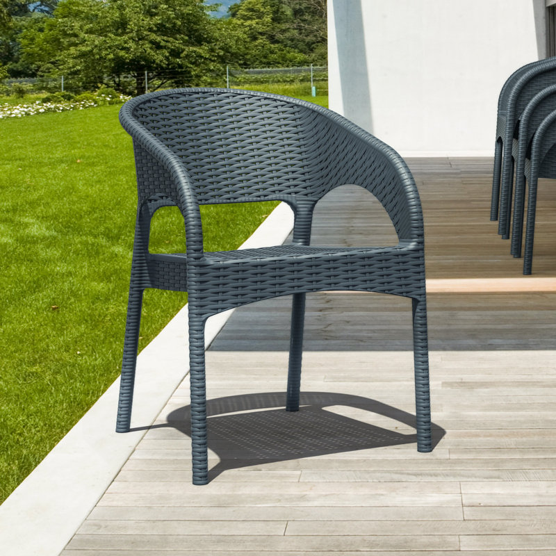 Tomosuke Stackable Patio Dining Chair , Dark Gray