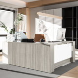 Neily L-Shaped Executive Desk With File Cabinet For Home Office