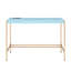 Bureau d'écriture rectangulaire avec port USB, bleu bébé et or