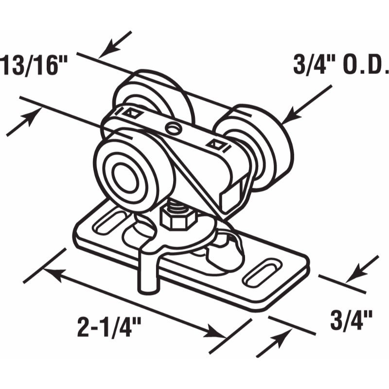 Ensemble de rouleau de porte en plastique 3/4 po, blanc (paquet de 2)