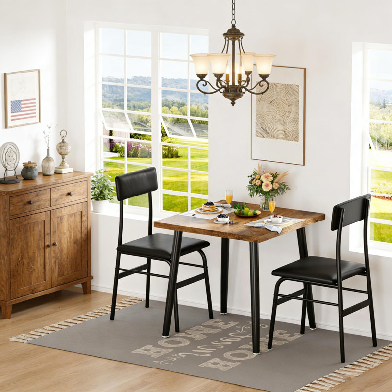 Ensemble de table de salle à manger pour 2 personnes avec 2 chaises rembourrées pour l'espace Samll, salle à manger