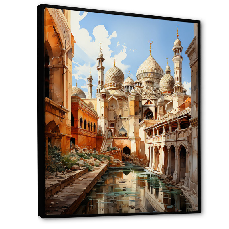 Hottenrott, art de l'Islam, H 44 po x l 34 po x P 1,5 po, Cadre flottant noir