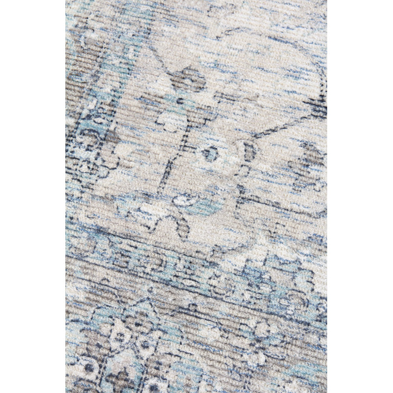 Tuscany Oriental Hand-Loomed Beige/Blue Area Rug, Rectangle 14' x 18'