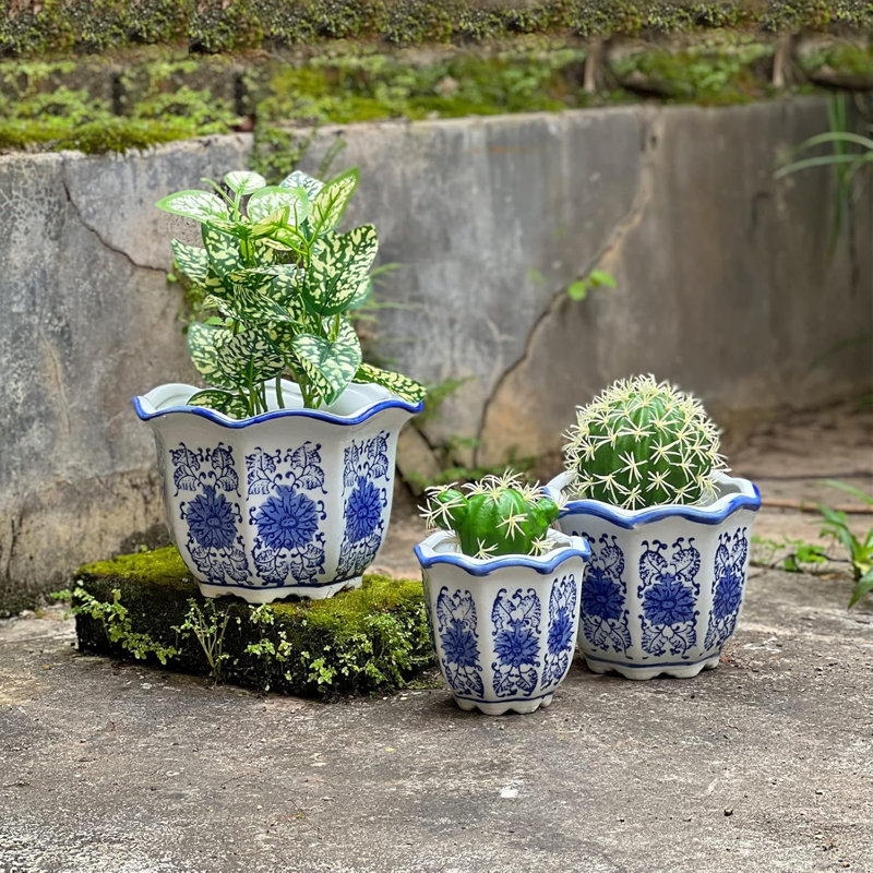 Ensemble de 3 jardinières d'intérieur avec drainage