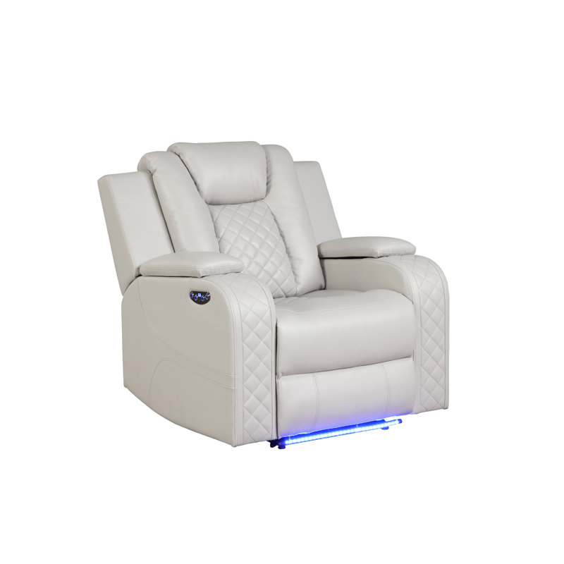 Fauteuil inclinable électrique à DEL en similicuir, Beige