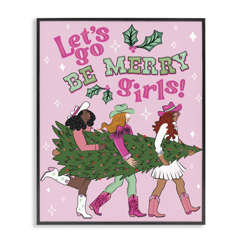 «Be Merry Christmas Cowgirls», art de la giclée encadrée par Arrolynn Weiderhold, Giclée encadrée noir minuit