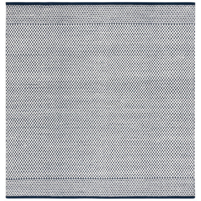 Tapis en laine / coton à tissage plat Veropeso bleu marine / ivoire / gris