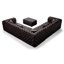 Ensemble de canapé modulaire en forme de L de 132,5 po, canapé modulaire 5 places rembourré en similicuir avec conception touffetée à la main pure, 1 repose-pieds et 5 coussins, combinaison multiple pour le salon