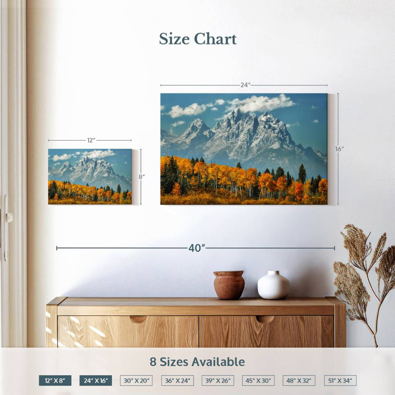 Grand Tetons d'Alvord en automne, H 16 po x l 24 po