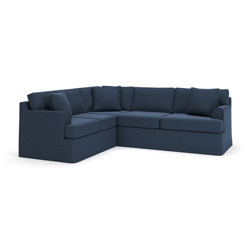 Canapé modulaire 2 pièces Conradina, Orienté à gauche (vu de face), Natté bleu marine Drusky Sustain®