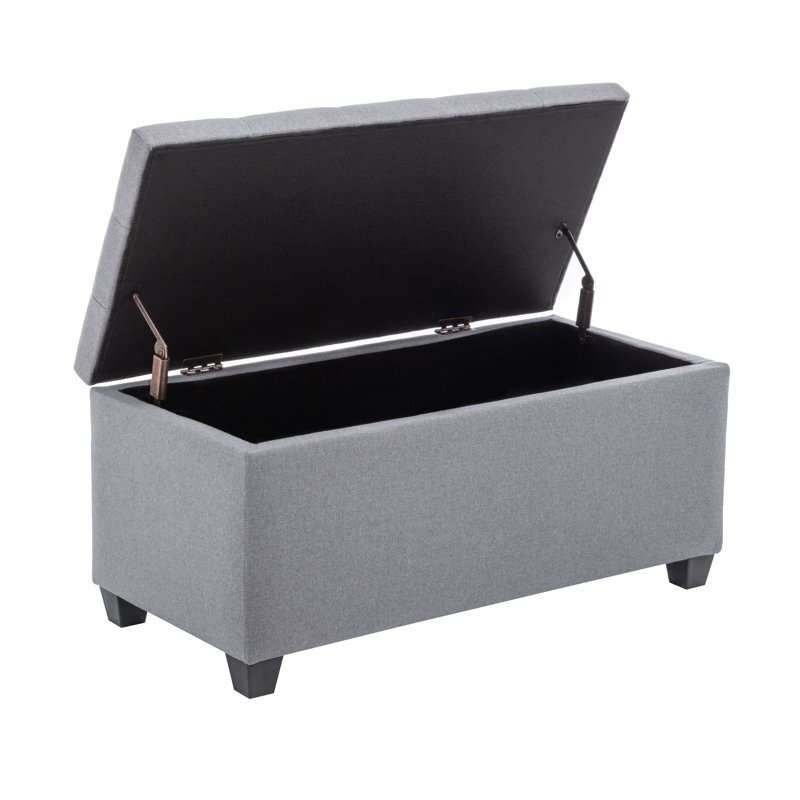 Teodula Fabric Upholstered Storage Bench, Gray