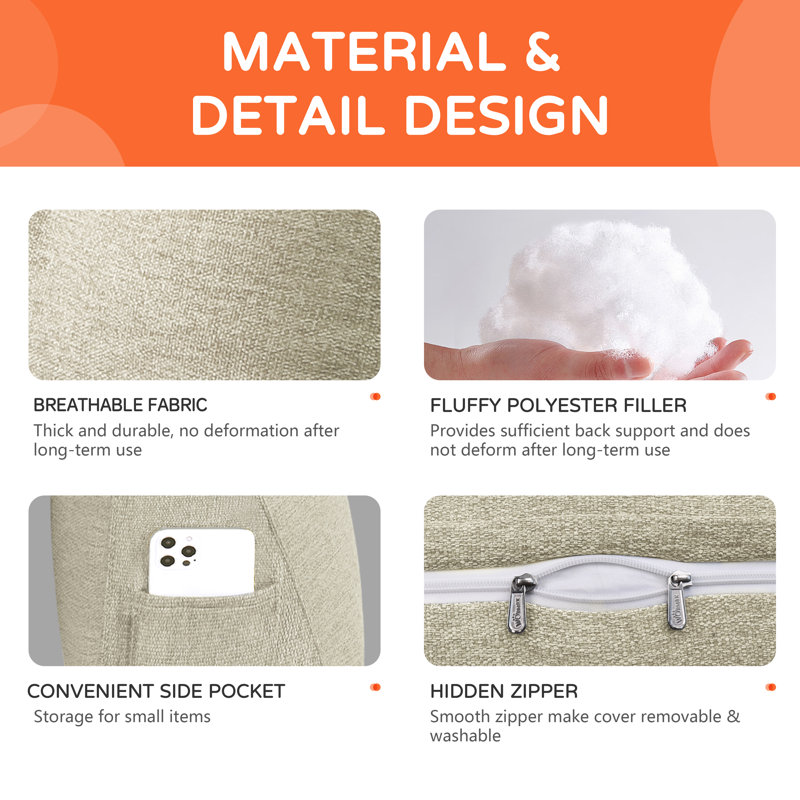 Beige Rectangular Lumbar Cushion