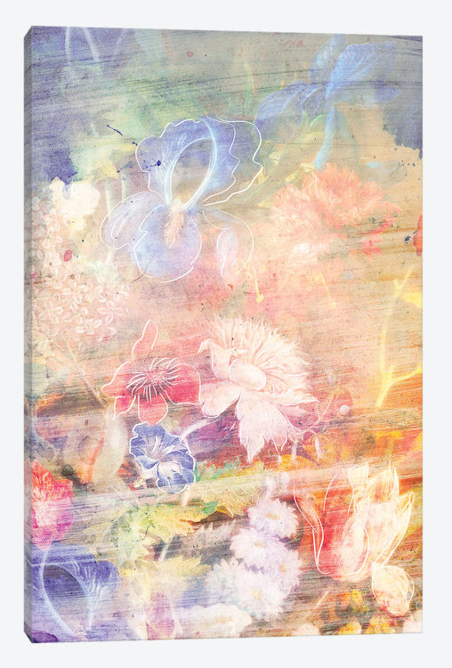 Fumé floral series : verdance, impression sur toile tendue, H 60 po x l 40po x P 1,5 po, Toile tendue