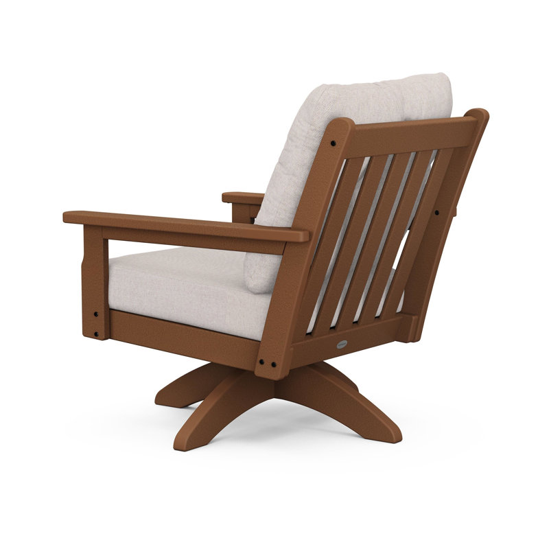 Lakeside Vineyard Deep Seating Swivel Chair, Dune Burlap, Teak