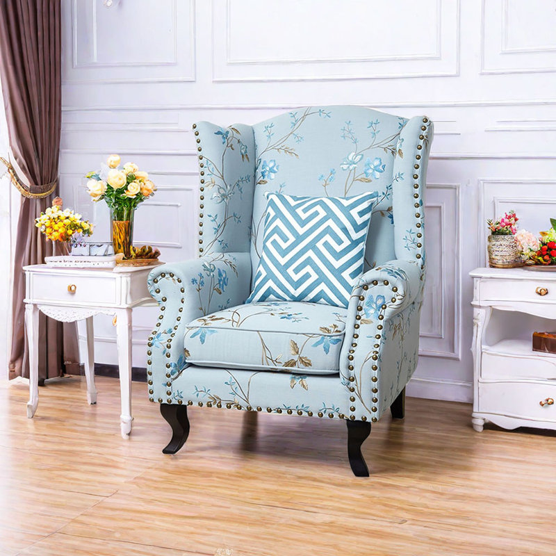 Fauteuil inclinable brodé, Mélange de polyester bleu clair