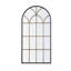 Miroir arqué pleine longueur 34 po x 65,5 po avec motif de vitre noir et doré-1065360009
