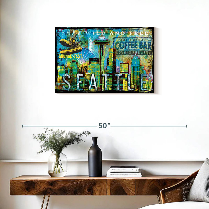 Kavia Seattle Stay Wild And Free Grunge, H 20 po x l 30 po