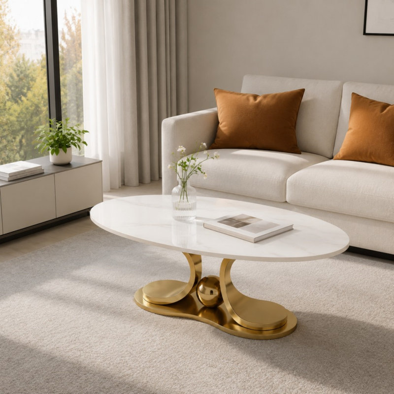 Table basse moderne en faux marbre