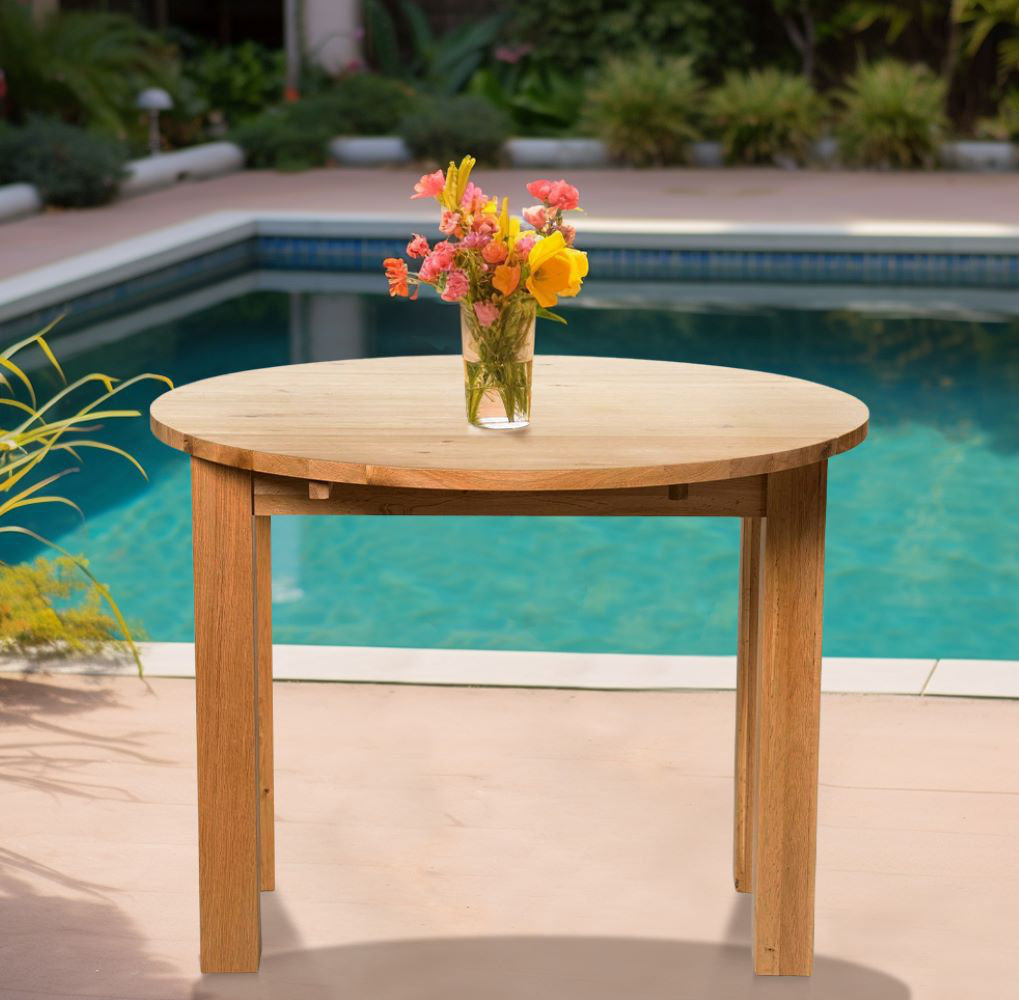 Solid Oak Dining 90cm Round Extending Dining Table Richard 90cm