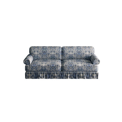 74" Luxurious 3-Seater Cloud Sofa with Rolled Arms, Deep Seat Oxford Fabric Couch in Blue Floral Print