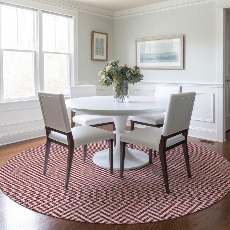 Premium Machine Washable Paullette AMF137 Red Rug, Round 8'
