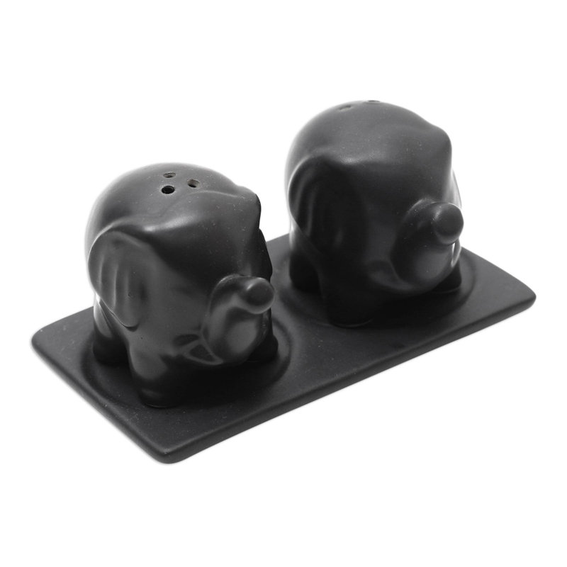 Ensemble salière et poivrière Kalup Eager Elephants, Noir