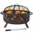 Jahidul Crossweave Round Wood-Burning Steel Outdoor Fire Pit with Screen-348244430-348244416