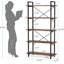 Bibliothèque 63 pouces à 5 niveaux de style industriel brun rustique pour le salon