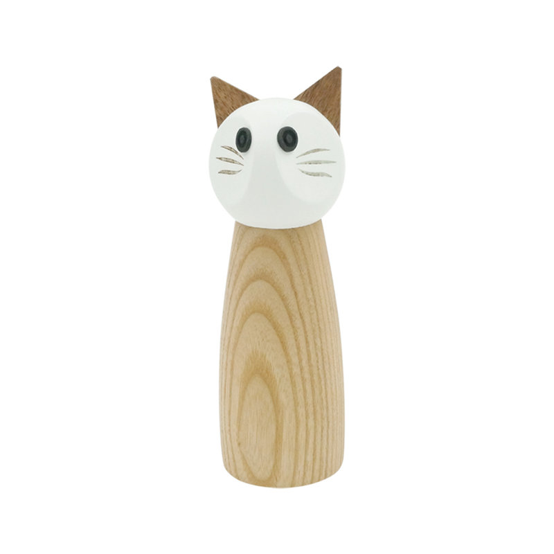 Cat-Shaped Wooden Salt and Pepper Mill Grinder