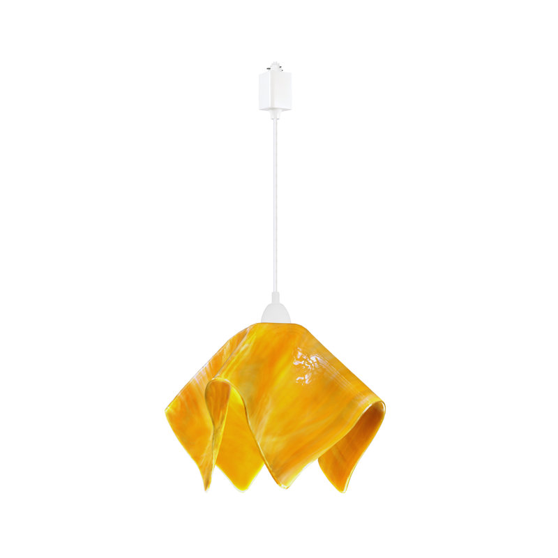 Luminaire suspendu 1 lumières flamme Dale, Grand, Blanc, Ambre jaune