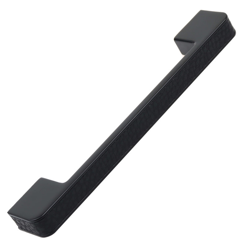 Poignée barre en cuir embossé, Noir mat, 5.06", 10