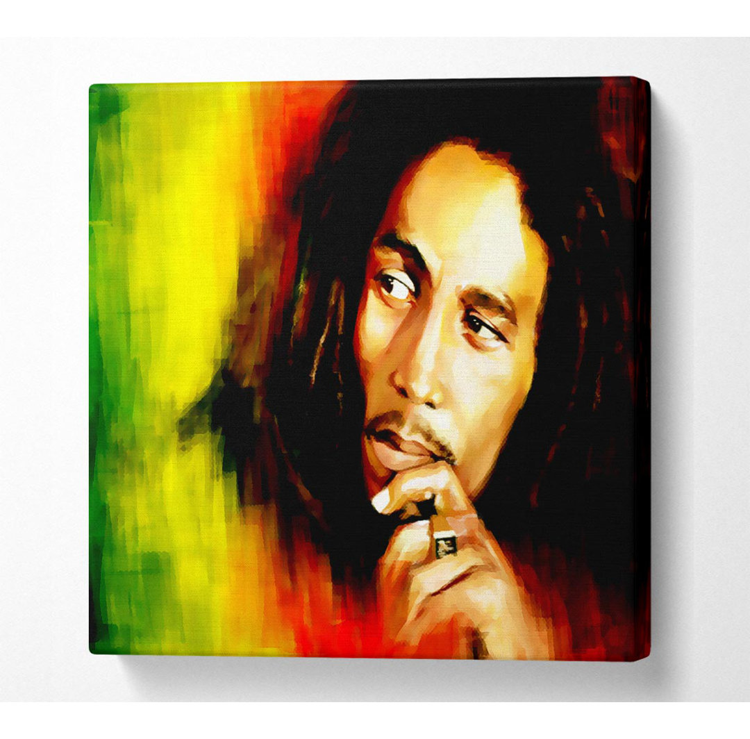 Bob Marley Rot Gelb Grün - Kunstdrucke auf Leinwand