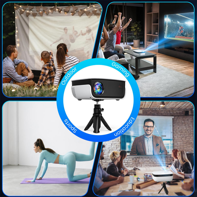 Outdoor Projector, Mini Projector For Home Theatre, 1080P And 240" Supported Movie Projector 7500 L Portable Home Video Projector Compatible With Smartphone/TV Stick/PS4/PC/Laptop