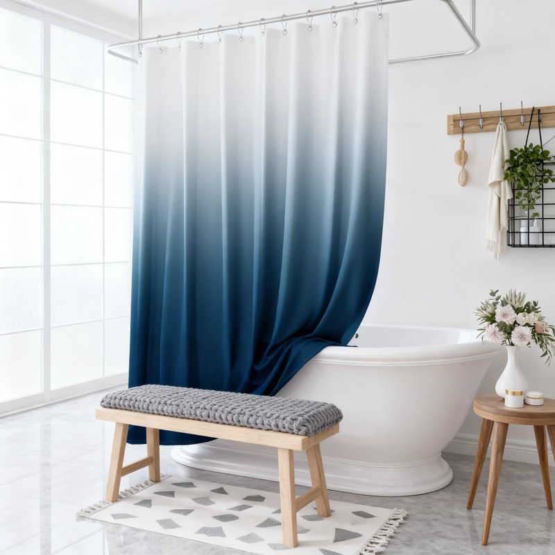 Ensemble de rideau de douche de qualité supérieure avec crochets en métal, décoration de salle de bain en tissu lavable avec protection résistante à l'eau pour un style campagnard rustique