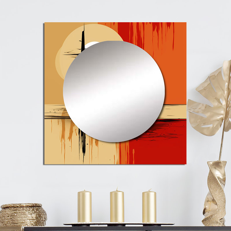 Pleine lune célébration de la solitude - miroir carré géométrique moderne pour décoration murale, 36 po x 36 po
