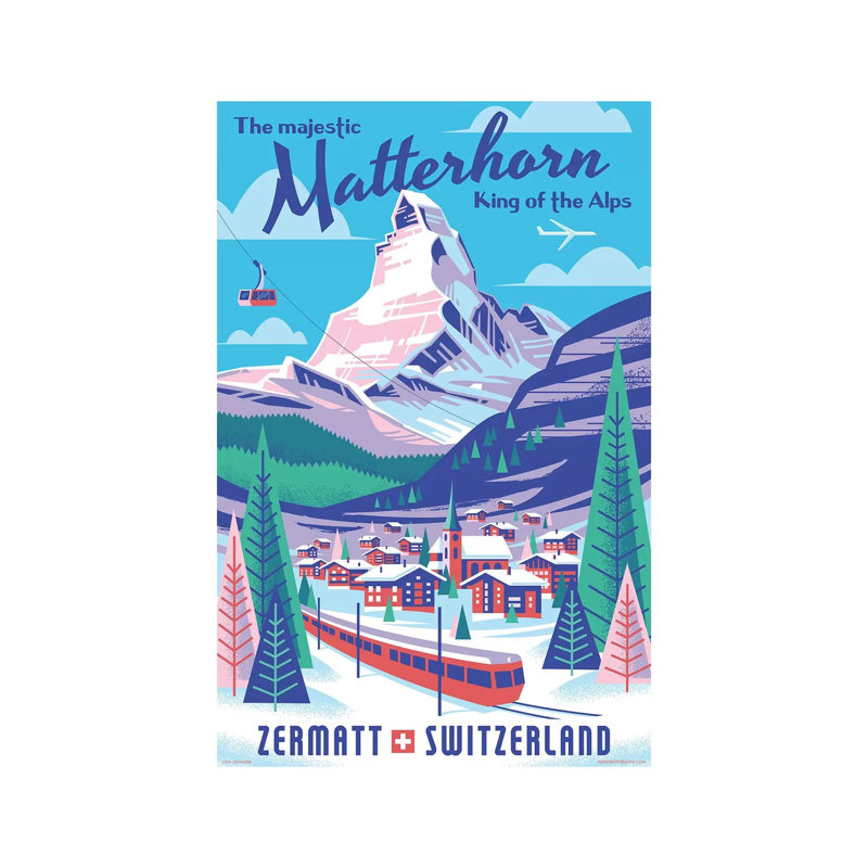 «Matterhorn Suisse Travel» par Jim Zahniser - impression, H 18 po x l 12 po x 1,5 po