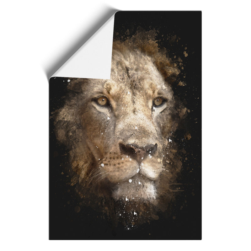Face of a Lion Paint Splash - Frameless Print, 59cm H x 42cm W x 0.1cm D