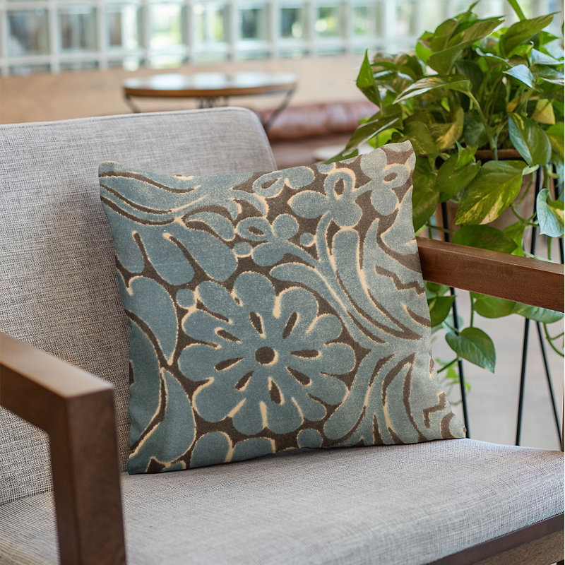 Coussin en velours de fleurs Cachemire, 12 po x 20 po