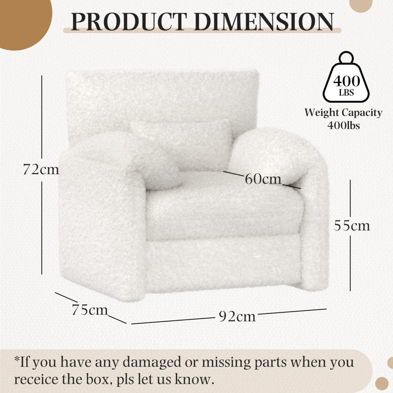 Upholstered Armchair, White