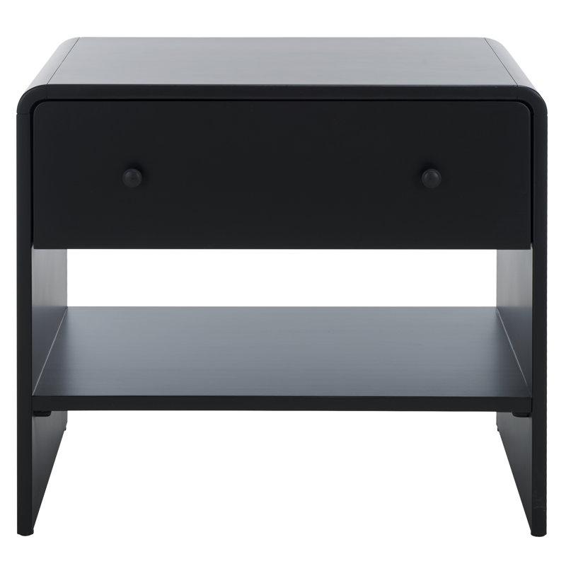 Haydriana 1 Drawer Wood Nightstand, Black