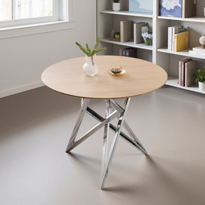 Table de salle à manger ronde 37 pouces, petite table de cuisine ronde avec pieds en métal, convenant à 2 à 4 personnes